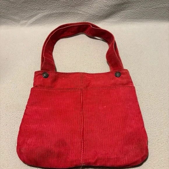 Roxy Tote Bag Y2k Red Corduroy Front and Back Pockets Double Handle Straps Vtg. - Picture 3 of 14